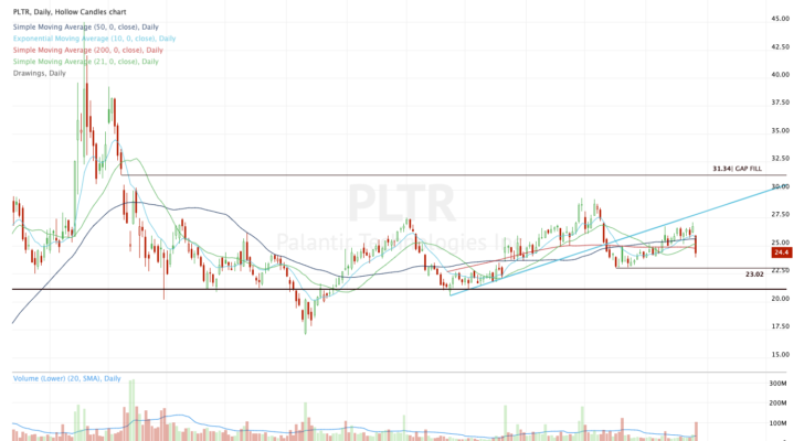 Daily chart of PLTR stock