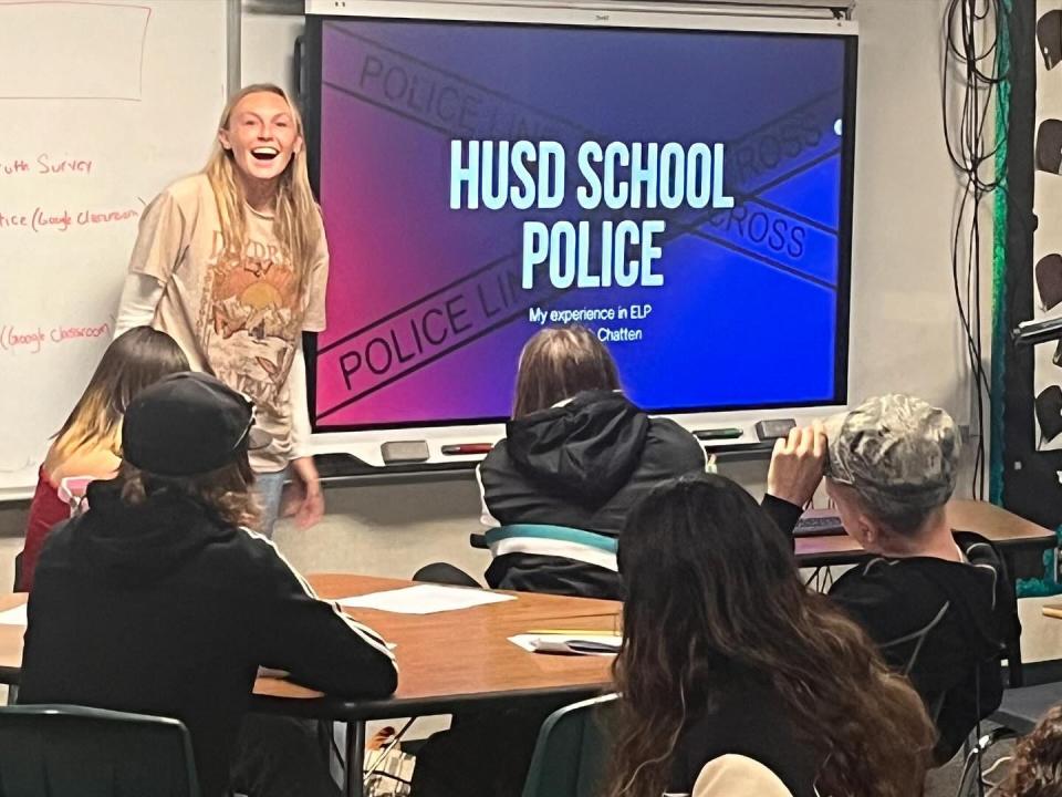 Sultana High School senior Sarah Chatten completes an internship with the Hesperia Unified School District Police Department.