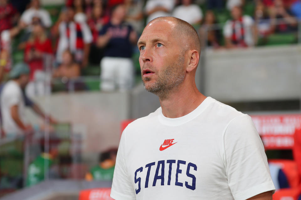 AUSTIN, TX - JUNE 10: Head Coach of United States Gregg Berhalter looks on during CONCACAF Nations League match between Grenada and United States at Q2 Stadium on June 10, 2022 in Austin, Texas. (Photo by Omar Vega/Getty Images)