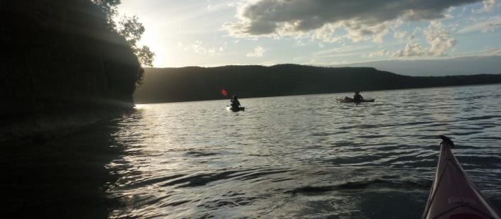 People kayaking with Green Mountain Adventures on an excursion.