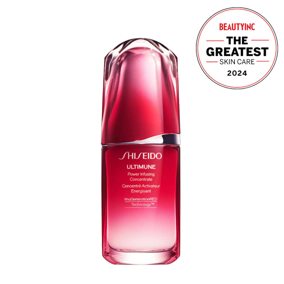 Shiseido anti-aging serum in pink bottle 