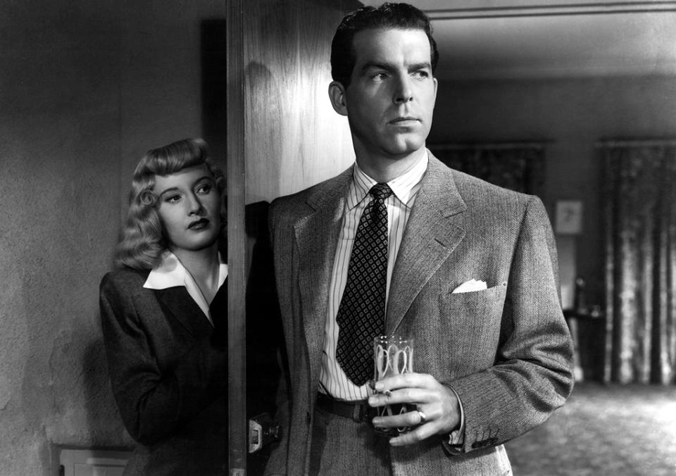 <a href="http://movies.yahoo.com/movie/double-indemnity/" data-ylk="slk:DOUBLE INDEMNITY;elm:context_link;itc:0;sec:content-canvas" class="link ">DOUBLE INDEMNITY</a> (1944) <br>Directed by: <span>Billy Wilder</span> <br>Starring: <span>Fred MacMurray</span>, <span>Barbara Stanwyck</span> and <span>Edward G. Robinson</span>