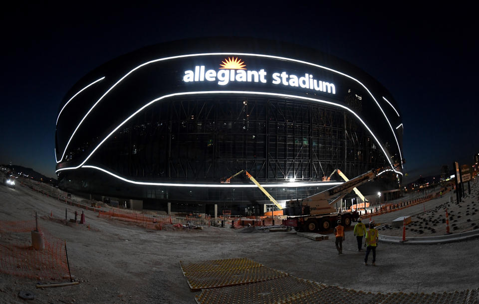 Will the Las Vegas Raiders be able to open Allegiant Stadium on time? (Photo by Ethan Miller/Getty Images)