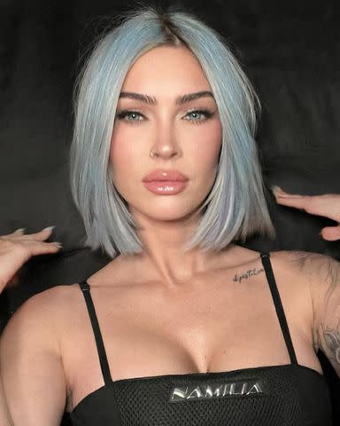 Megan Fox's Dramatic Hair Transformation Includes a Razor-Sharp Bob and Ice Blue Color