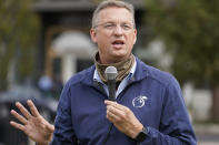 FILE - In this Oct. 29, 2020, file photo, Georgia Republican candidate for Senate Doug Collins speaks during a campaign event in Alpharetta, Ga. (AP Photo/John Bazemore, File)