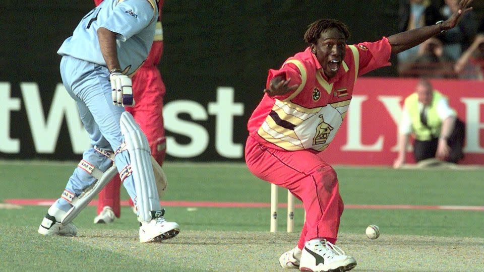 Olonga appeals for a wicket against India in 1999. - Max Nash/AP