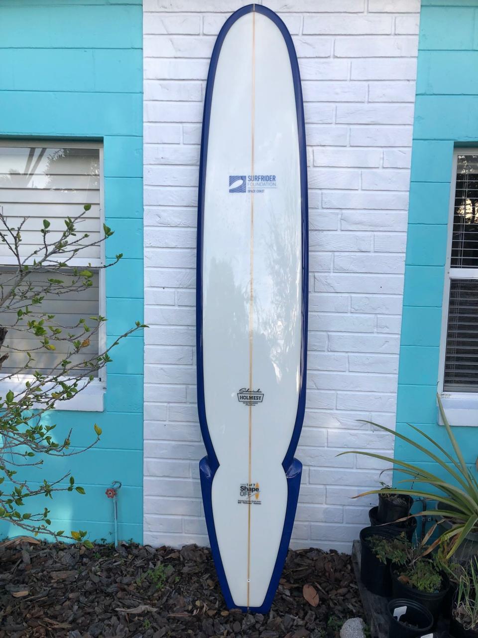 This replica of a 1968 Holmesy "Sidewinder" longboard, donated by surfboard shaper Ricky Carroll, will be raffled at the Surfrider Movie Night at Surfside Playhouse in Cocoa Beach on Saturday, April 6. Visit surfsideplayhouse.com.