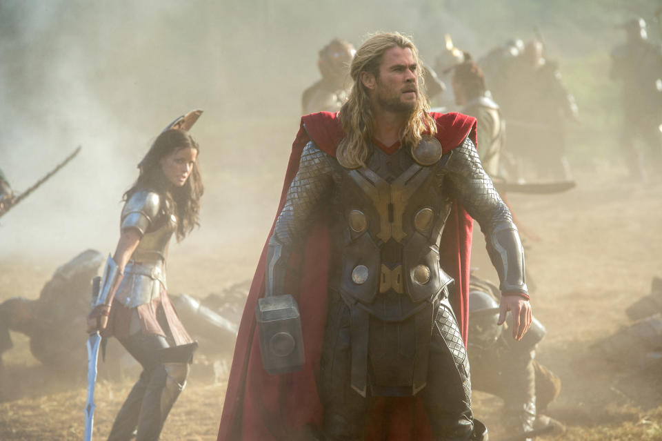 Sif (Jaimie Alexander) and Thor (Chris Hemsworth) - Thor: The Dark World (Marvel Studios)