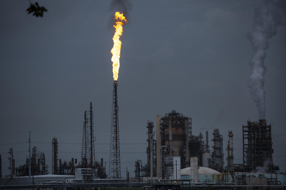 A gas flare from the Shell Chemical LP petroleum refinery illuminates the sky on Aug. 21, 2019, in Norco, Louisiana.  (Photo: Drew Angerer/Getty Images)