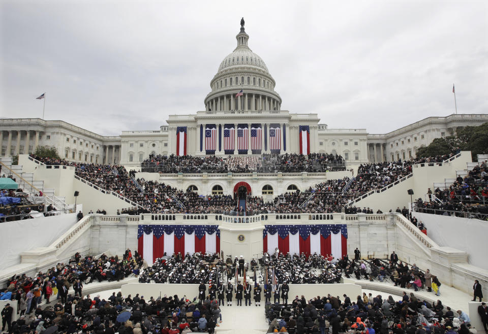 Das US-Kapitol in Washington während der Zeremonie der Amtseinführung Donald Trumps am 20. Januar 2017 (Bild: AP Photo/Patrick Semansky) 