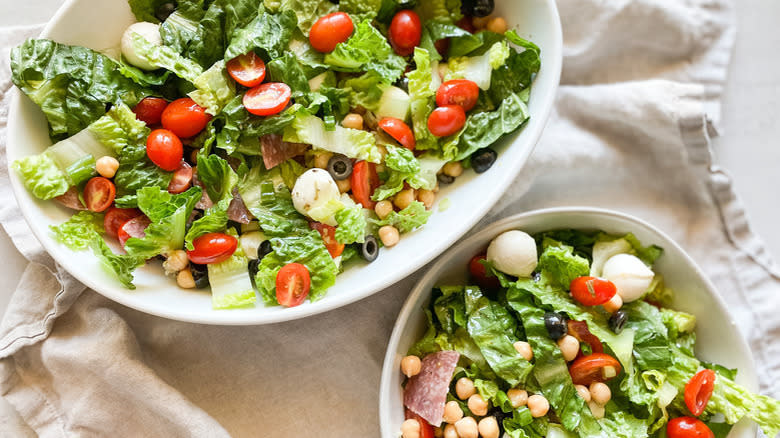 Italian chopped salad in serving bowl