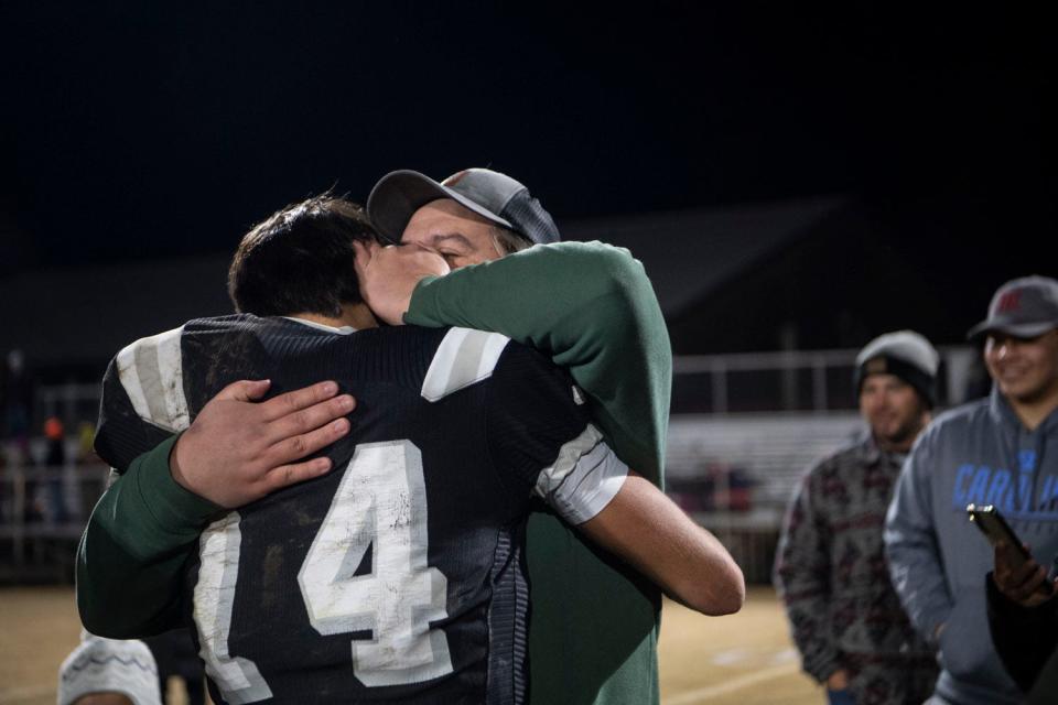 Family and friends congratulated Robbinsville quarterback Dasan Gross following the best game of his career Friday, leading Robbinsville past Murphy and into a fourth consecutive Regional Final, where the Black Knights will face Mitchell.