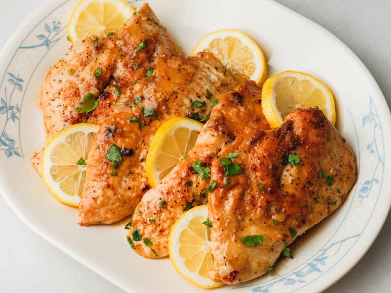 Katie Couric's Lemon Chicken on a plate