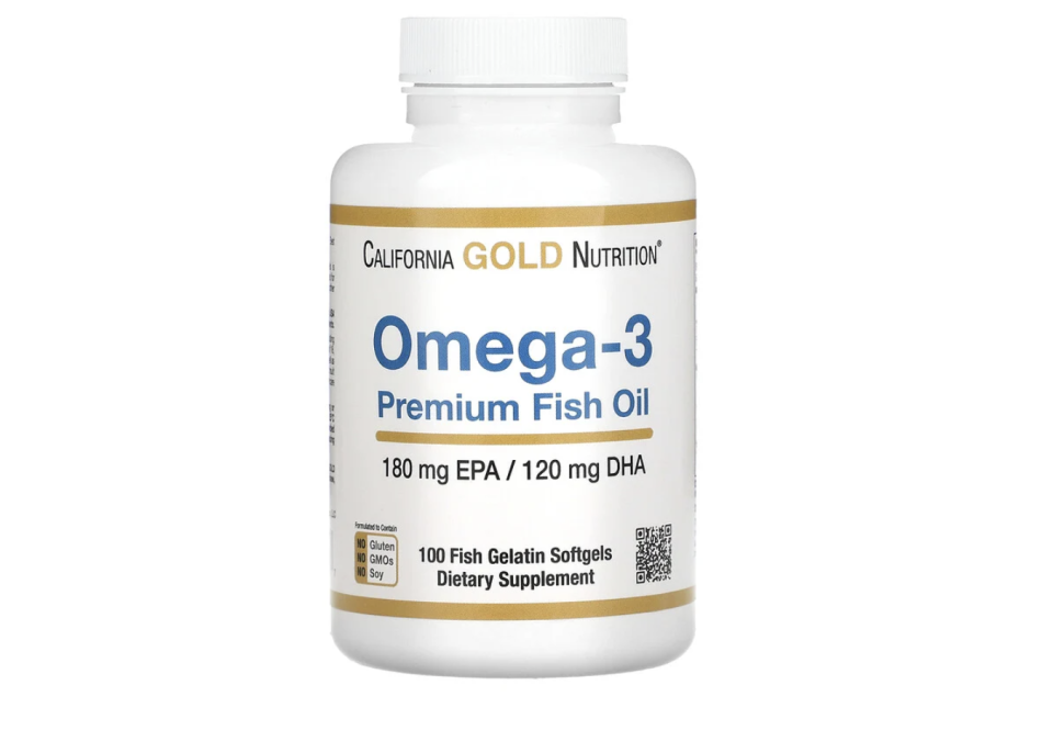 California Gold Nutrition, Omega-3 Premium Fish Oil, 180 EPA / 120 DHA, 100 Fish Gelatin Softgels. (PHOTO: iHerb)