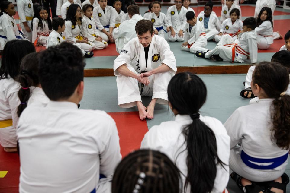Tobi with his students at Go No Sen Karate in Peekskill, NY.
