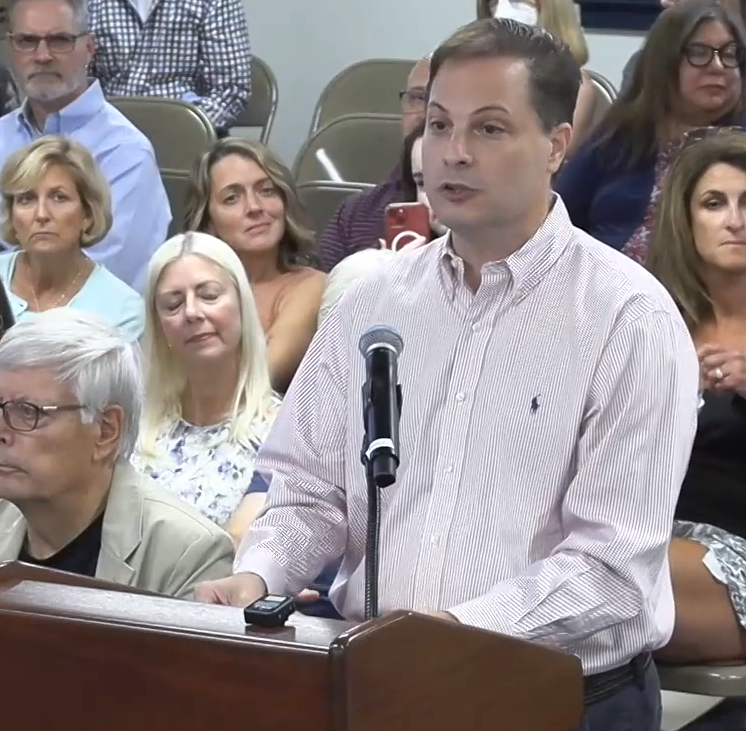 Doylestown resident Paul Martino speaks at a Central Bucks School Board meeting earlier this year. The Bullpen Capital founder has put hundreds of thousands of dollars into local school board races since 2021