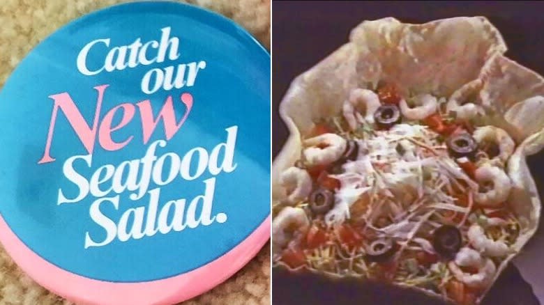 Seafood Salad and button badge