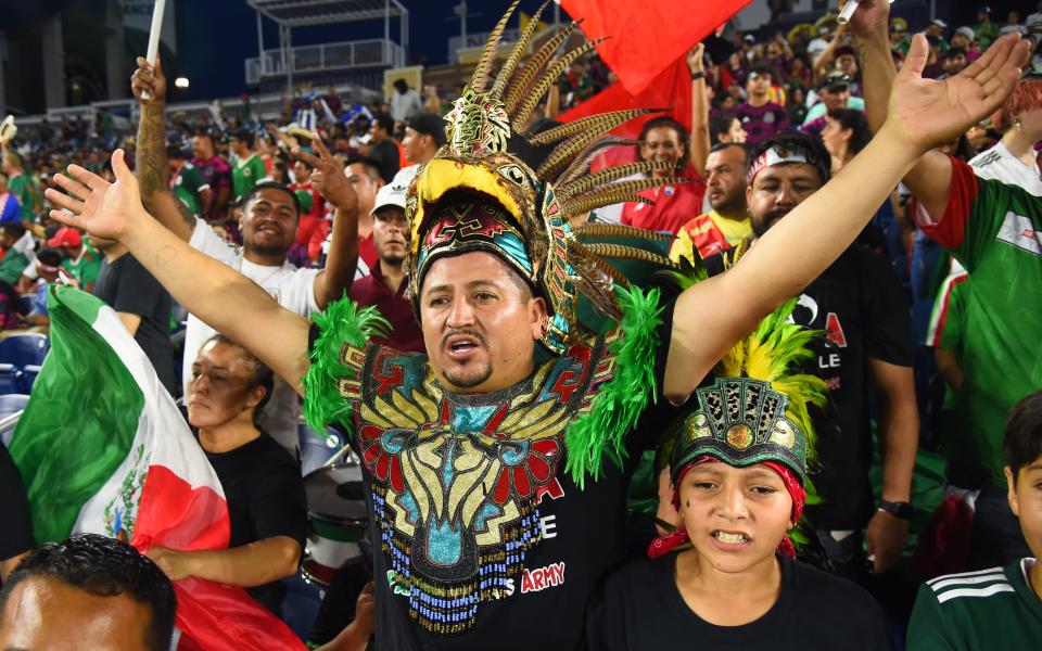 Mexico national team fans cheer before the match against Panama in June. Supporter groups from Dallas, Houston, San Antonio and Phoenix will be coming to the team's match against Chile on Wednesday at Q2 Stadium.