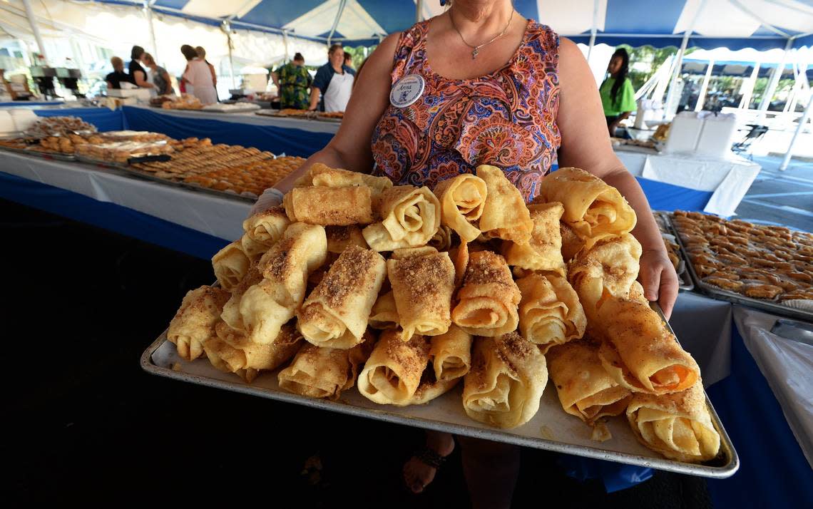 Homemade Greek pastries, Diples, are for sale at a past Yiasou Greek Festival at Holy Trinity Greek Orthodox Church on East Boulevard. Photo by Diedra Laird.