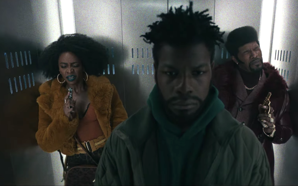 Teyonah Parris, John Boyega, and Jamie Foxx in 'The Cloned Tyrone'