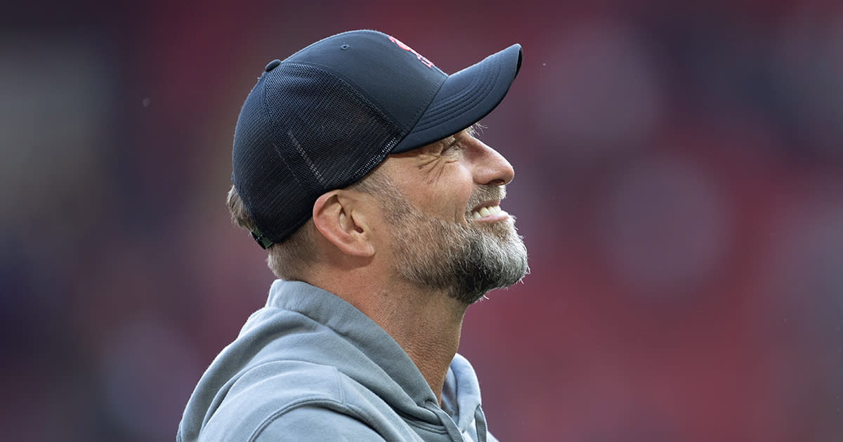  Liverpool manager Jurgen Klopp waves to fans after the Premier League match between Liverpool FC and Aston Villa at Anfield on May 20, 2023 in Liverpool, England. 