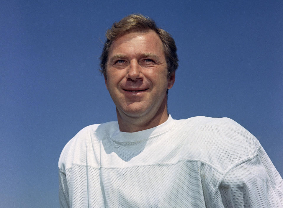 FILE - In this 1970 file photo, Baltimore Colts' Jimmy Orr poses for a photo, location not known. Orr, a sure-handed wide receiver who played for the Pittsburgh Steelers and the Colts, died Tuesday, Oct. 27, 2020. He was 85. His death was confirmed Wednesday by Edo Smith and Sons Funeral Home in Brunswick, Ga. (AP Photo, File)