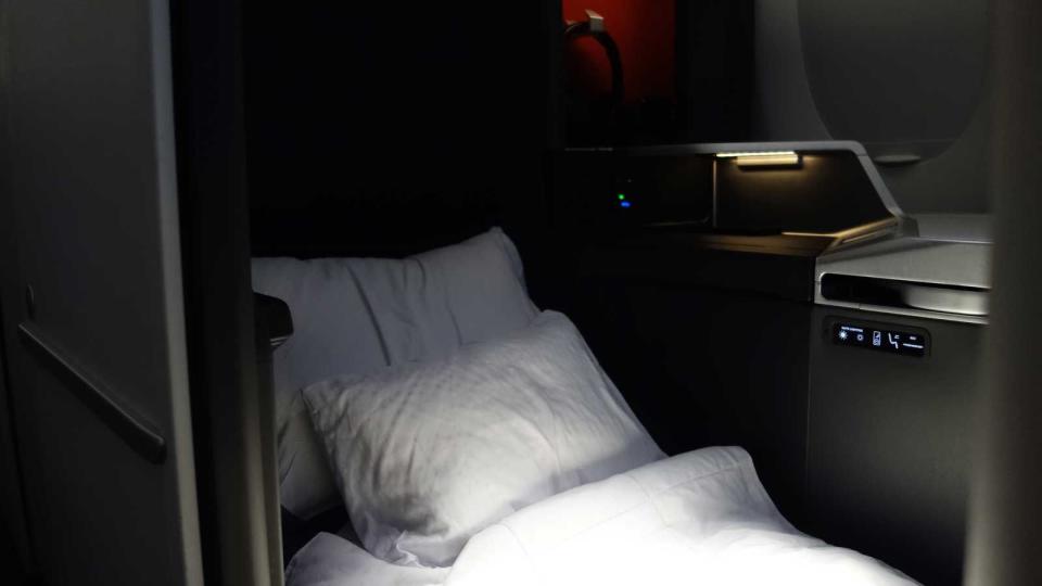 Bed setup in a Delta One Suite