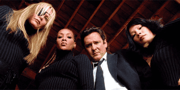 Group of characters from the film "Kill Bill" standing menacingly