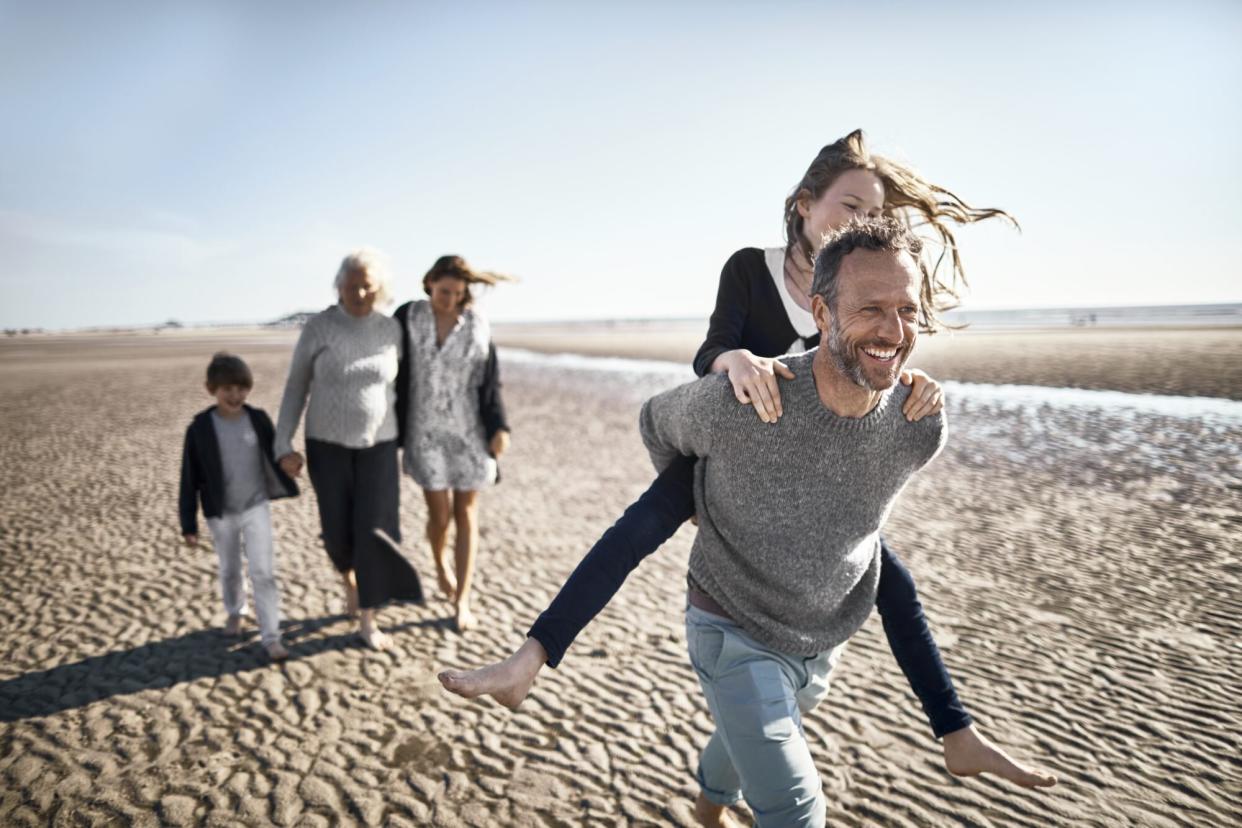 family on the beach