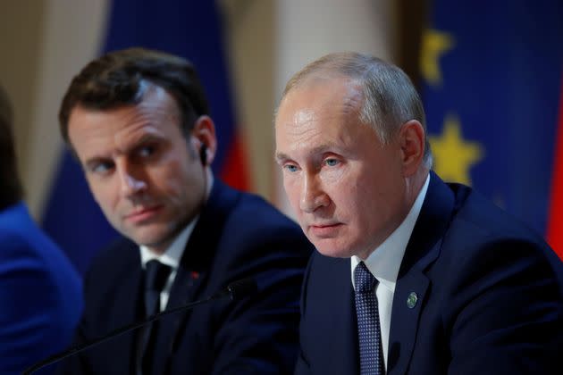 Emmanuel Macron et Vladimir Poutine lors d'un sommet Normandie sur l'Ukraine, à Paris, le 2 décembre 2019 (Photo: CHARLES PLATIAU via REUTERS)