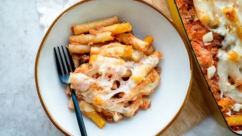 Bowl of baked ziti