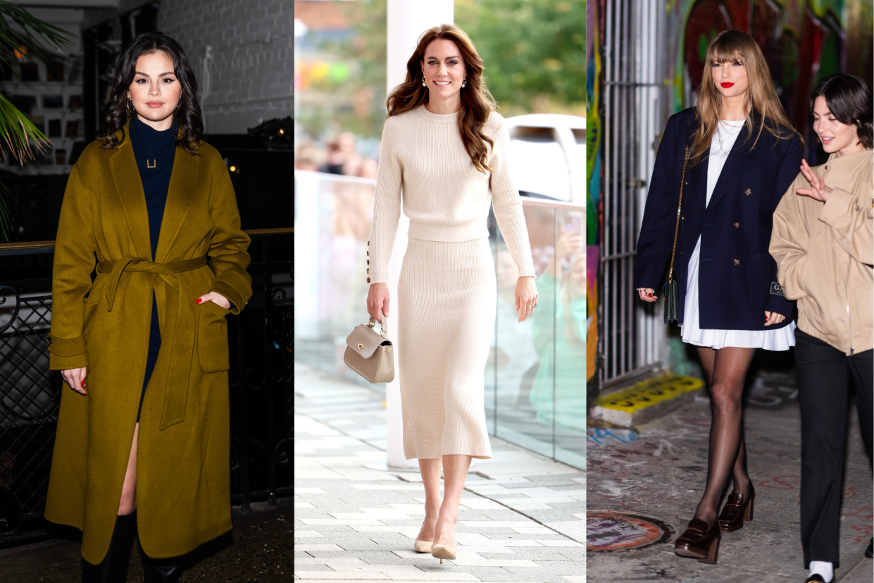 Sézane sale, selena gomez wearing sezane, kate middleton wearing sezane, taylor swift wearing sezane, sezane sale, Celebrities love the French brand Sezane — and it's having a rare sale right now (Photos via Getty).