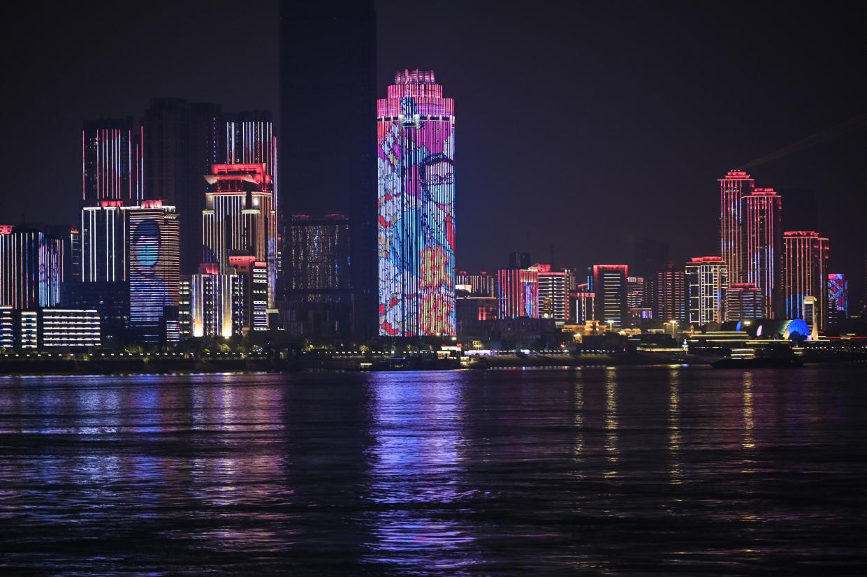 A general view of residential and commercial buildings near the Yangtze River pictured in the city of Wuhan, in China's central Hubei province on April 6, 2020.