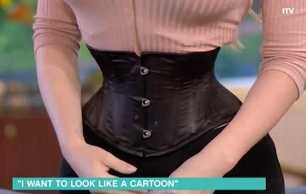 The surgery addict is determined to have the world's smallest waist. Photo: ITV/This Morning