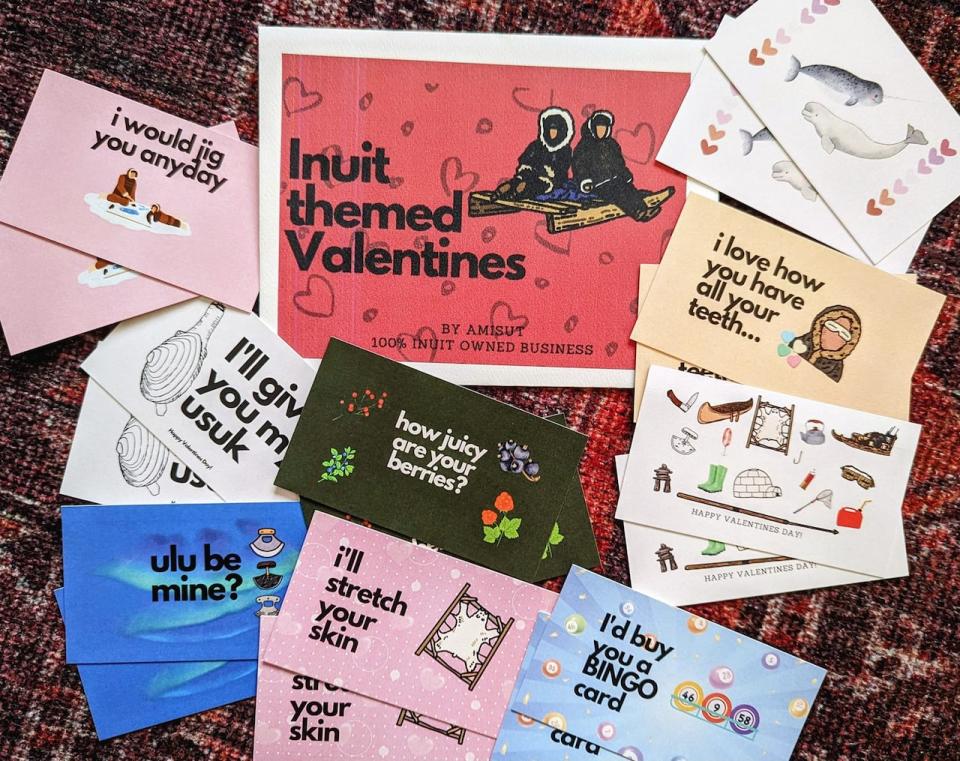 Andrea Andersen has created her own Valentine's Day cards inspired by her Inuit culture. Some are for all ages, while others are for adults. 