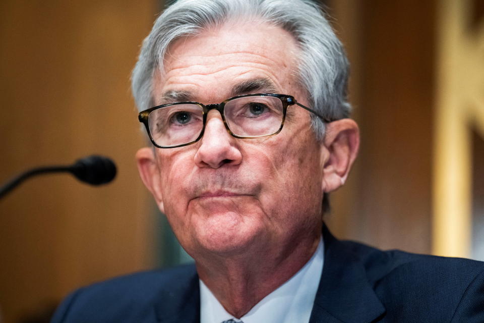 U.S. Federal Reserve Chairman Jerome Powell testifies during the Senate Banking Committee hearing titled 