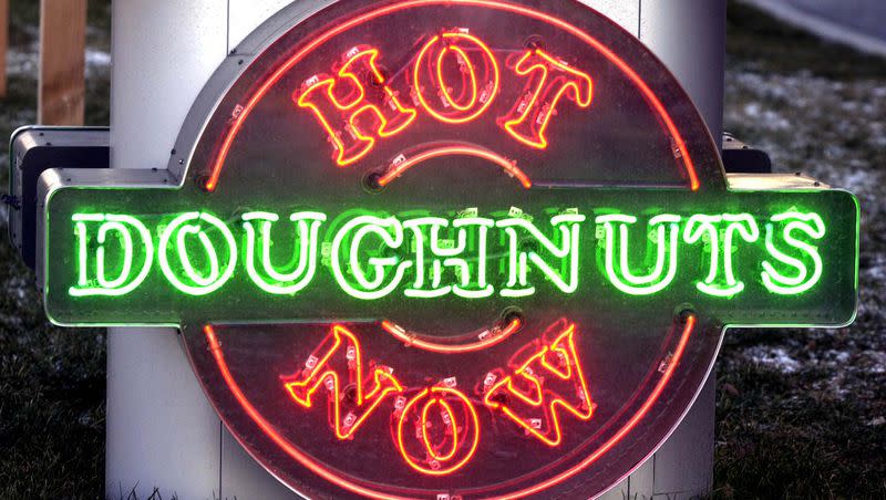 Krispy Kreme doughnut shop is celebrating National Doughnut Day by giving each customer a free doughnut of their choice.