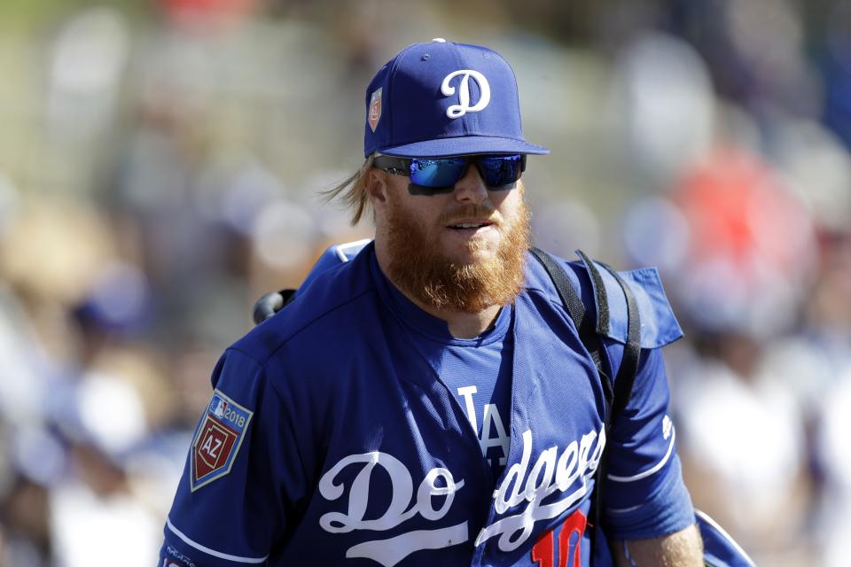 Justin Turner suffered a broken wrist during a spring training game on Monday. (AP Photo/Carlos Osorio)
