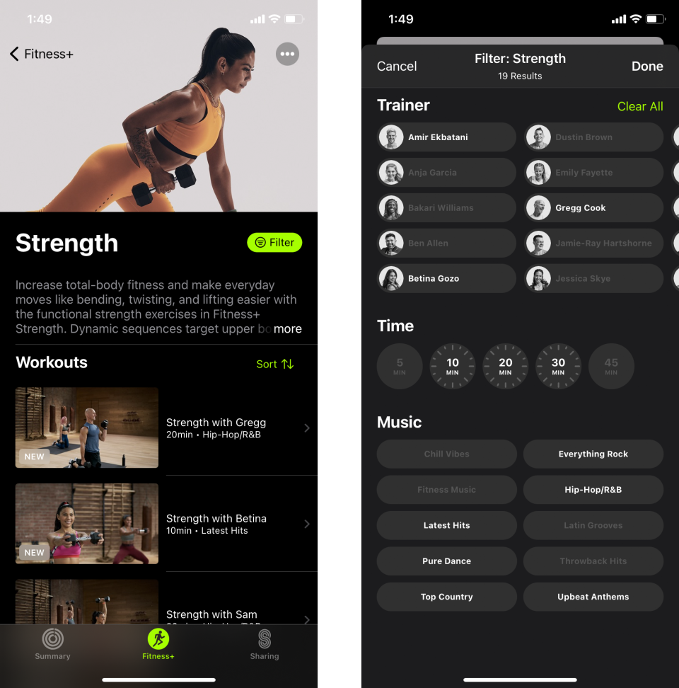 Apple Fitness Plus screenshots