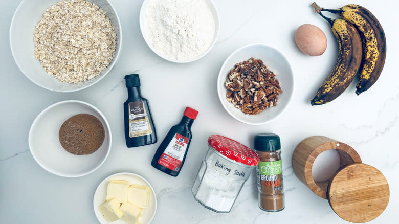ingredients for banana nut oatmeal cookies