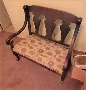 This settee was made in America, possibly in Grand Rapids, Michigan.