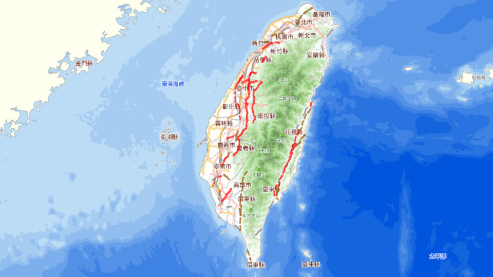 全台共有33條斷層。（圖／翻攝自臺灣活動斷層觀測系統）