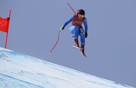 Alpine Skiing - Pyeongchang 2018 Winter Olympics - Women's Downhill Training - Jeongseon Alpine Centre - Pyeongchang, South Korea - February 20, 2018 - Sofia Goggia of Italy trains. REUTERS/Stefano Rellandini