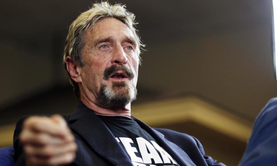 John McAfee, the late antivirus entrepreneur, pictured in 2015.