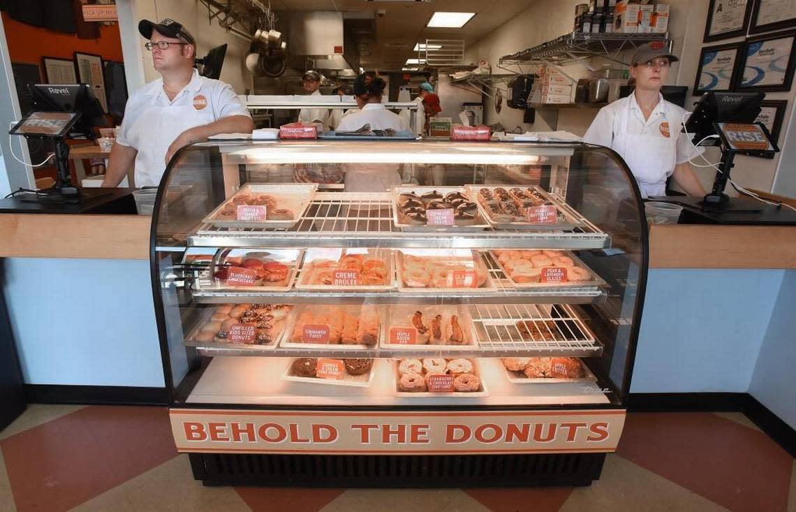 Rise Biscuits & Donuts in Durham (pictured in 2015) is the popular shop’s first location. Since it opened in 2012, there are now 15 locations. The company announced Tuesday a move to expand its biscuit options and move cut out most of its doughnuts, changing its name to Rise Southern Biscuits and Righteous Chicken.