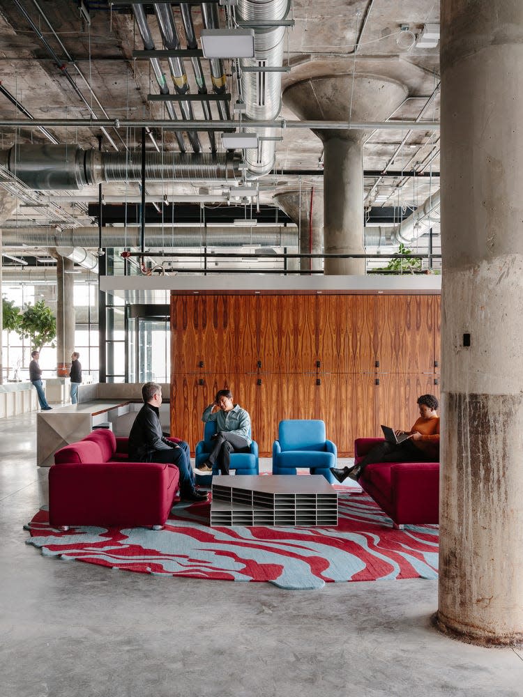 Interior photos of Newlab at Michigan Central, in the former Book Depository, which will officially open on Tuesday, April 25. The building is 270,000 square feet, and includes 2,000 square feet of exhibition space, a 200-seat event space and state-of the-art robotics and prototyping facility.