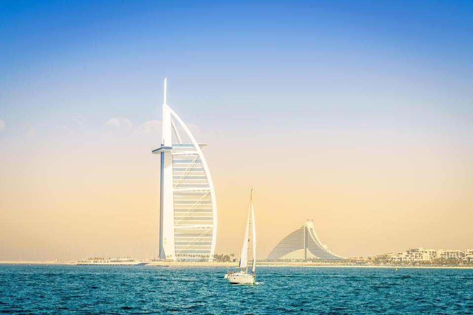 Gulf club: The Burj Al Arab hotel in the UAE, where some of the super-rich have jetted for the jabAlamy Stock Photo