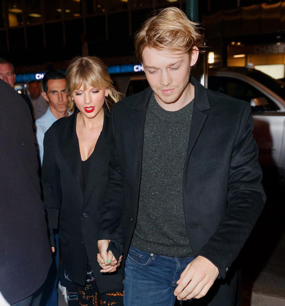 new york, new york october 06 taylor swift and joe alwyn arrive at zuma on october 06, 2019 in new york city photo by jackson leegc images