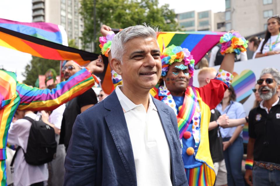 Mayor of London Sadiq Khan speaking to the media before the Pride in London parade (PA)