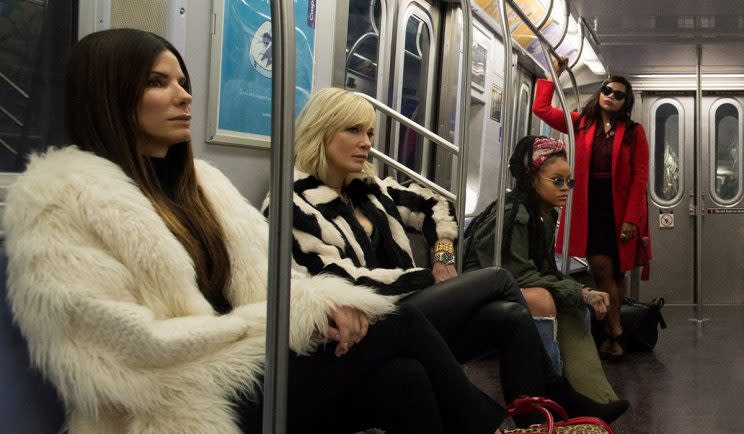 Sandra Bullock leads Ocean's 8 on an epic heist - Credit: Warner Bros.